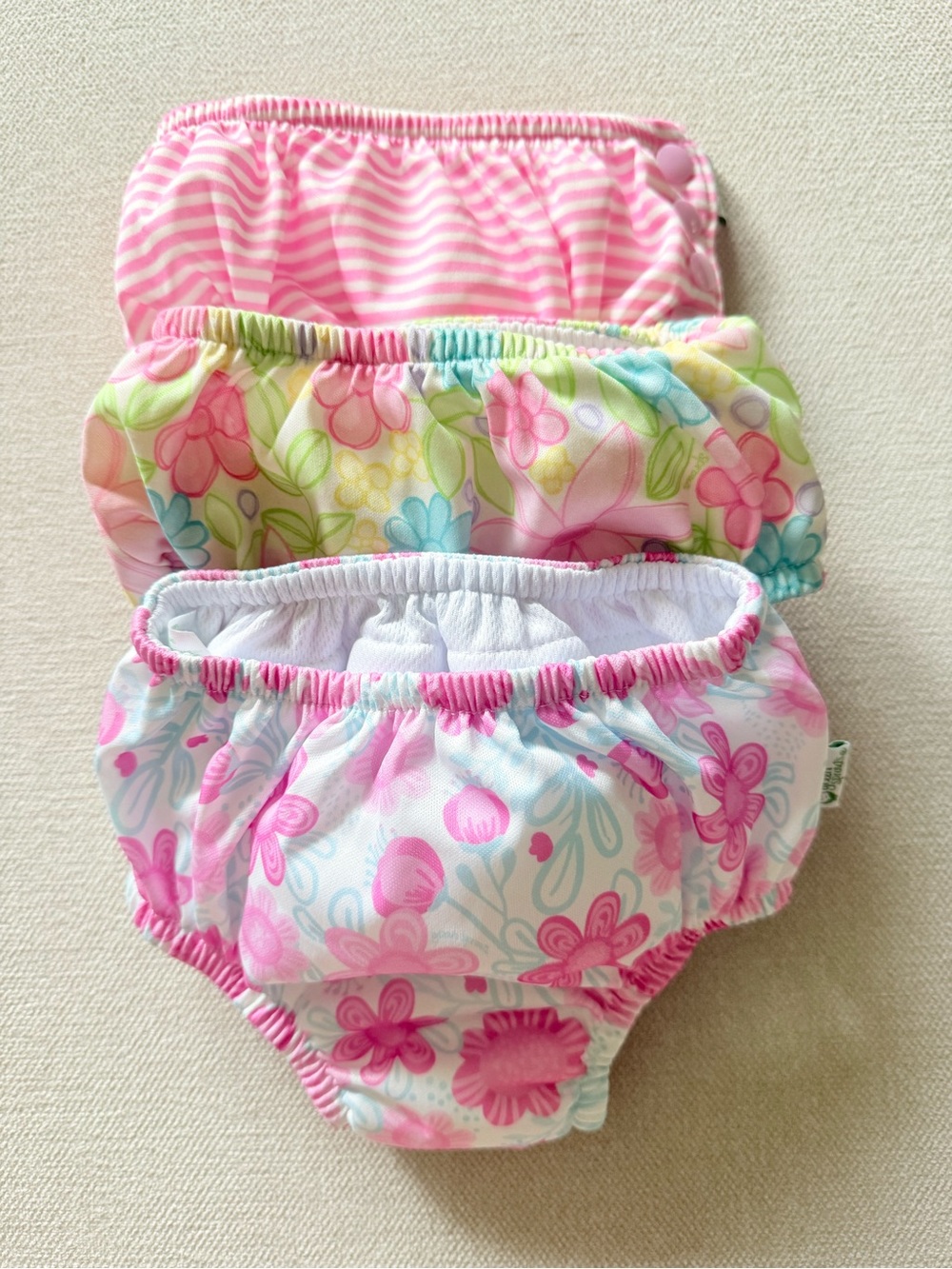 Green Sprouts Reusable Swim Diapers Pink Floral Stripe 12–18M